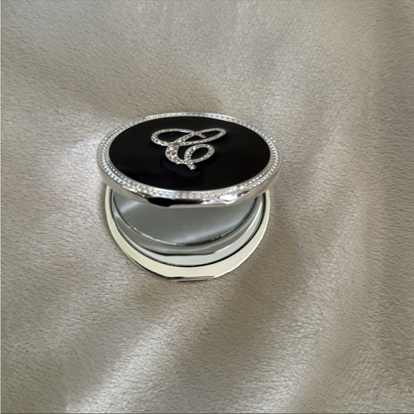 Dual Sided Compact Mirror Embellished C W/Rhinestones / Stylish & Sophisticated - Picture 2 of 2